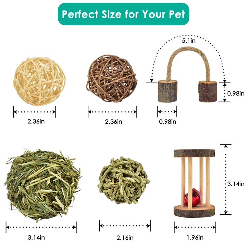 ERKOON New 12 Pack Hamster Chew Toys Gerbil Rat Guinea Pig Chinchilla Chew Toys Accessories, Natural Wooden Dumbbells Exercise Bell Roller Teeth Care Molar Toy for Rabbits Bird Rabbits Hamster Gerbil - Image 3